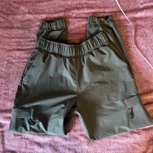 High rise utility workout jogger military green ankle fitting